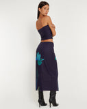 image of Lassie Midi Skirt in Navy Placement Flower