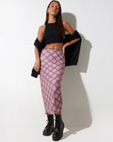 IMAGE OF Lassie Maxi Skirt in Pink Blurred Check