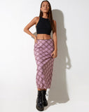 IMAGE OF Lassie Maxi Skirt in Pink Blurred Check