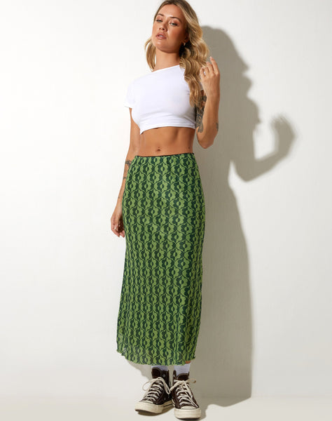 image of Lassie Midi Skirt in Wavy Daisy Green