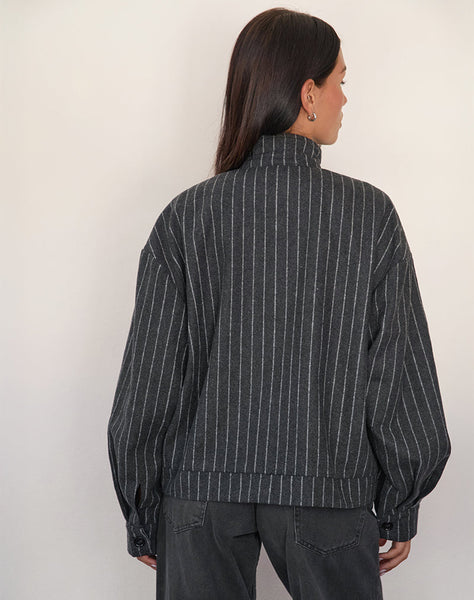 Image of Lastika Jacket in Charcoal Pinstripe