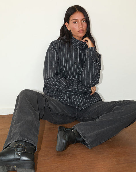 Image of Lastika Jacket in Charcoal Pinstripe