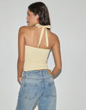 Image of Lasy Linen Wrap Halterneck Top in Lemon