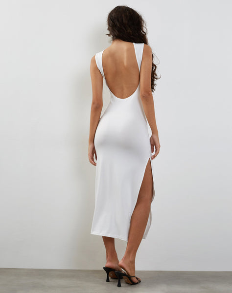 Image of Lauryn Backless Maxi Dress in Sheer Jersey White