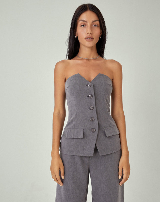 image of MOTEL X JACQUIE Lavan Corset Top in Charcoal