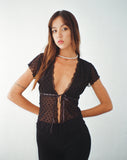 Image of Lavanya Butterfly Top in Polka Black Flock