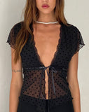 Image of Lavanya Butterfly Top in Polka Black Flock