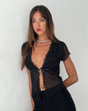 Image of Lavanya Butterfly Top in Polka Black Flock