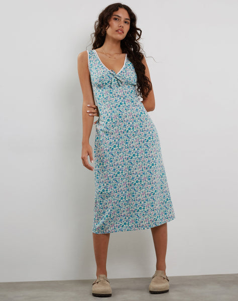 Image of Lavisha Midi Dress in Flower Power Blue