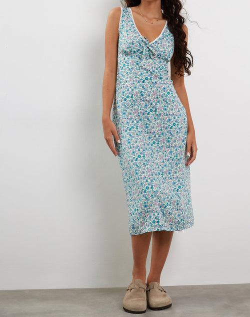 Image of Lavisha Midi Dress in Flower Power Blue