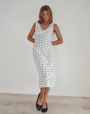 Image of Lavisha Midi Dress in Funshine Floral Off White