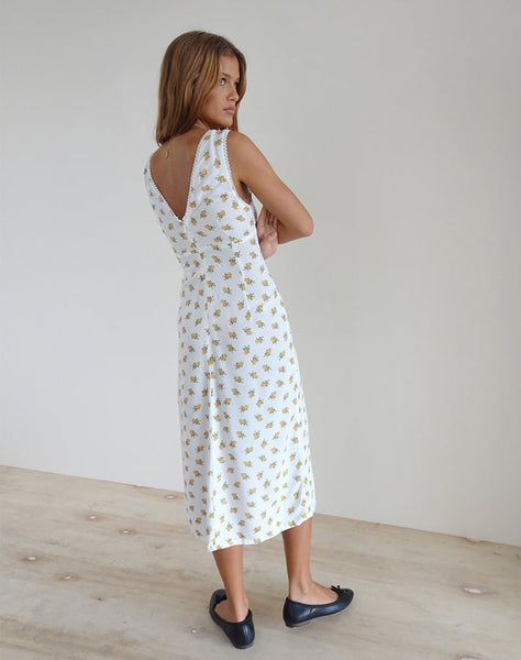 Image of Lavisha Midi Dress in Funshine Floral Off White