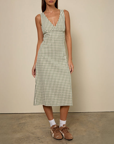 Image of Lavisha Midi Dress in Green Check