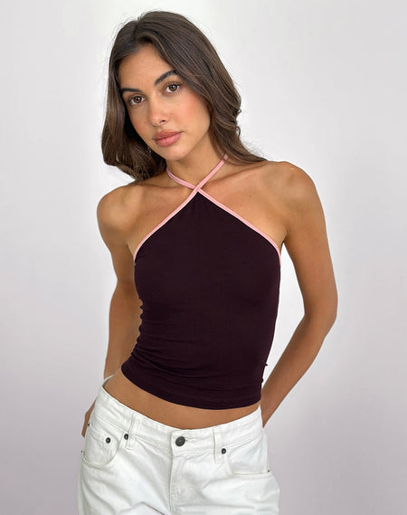 SADRA HALTER TOP R JERSEY BTR CHOCOLATE