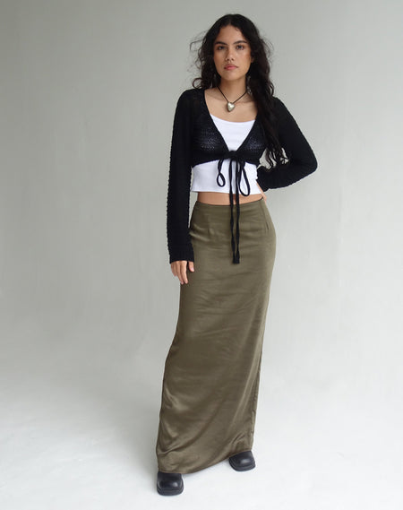 Layla Maxi Skirt in Satin Dusky Pink