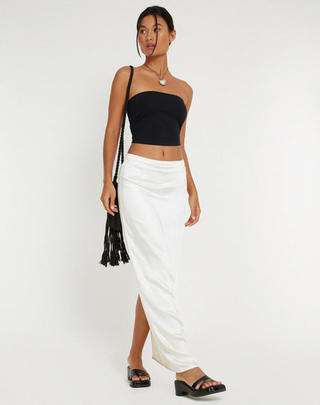 Evinta Low Rise Maxi Skirt in Light Cream