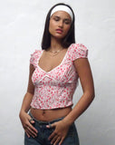 Image of Laz Top in Blush Red Ditsy Floral