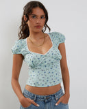 Image of Laz Top in Pretty Petal Green