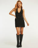 image of Leana Mini Dress in Satin Rose Black