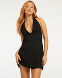 image of Leana Mini Dress in Satin Rose Black