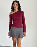 Image of Ledez Asymmetric Slouchy Top in Burgundy Tissue