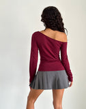 Image of Ledez Asymmetric Slouchy Top in Burgundy Tissue