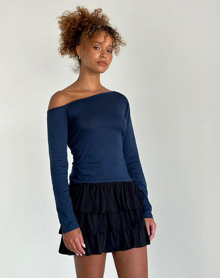 Rolia Tie Front Top in Navy