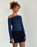 Image of Ledez Asym Slouchy Top in Navy Tissue