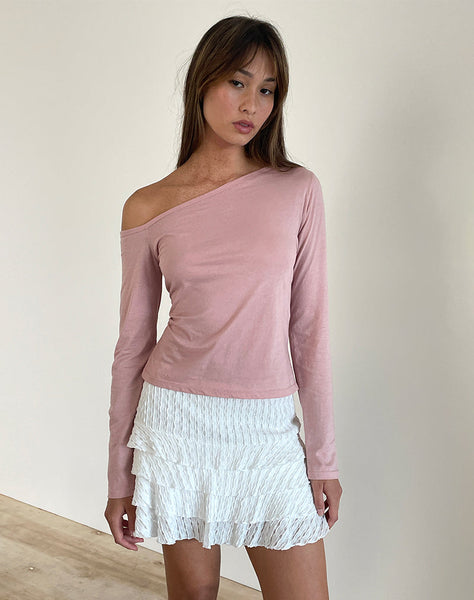 image of Ledez Asymmetrical Slouchy Top in Pink Lady Tissue