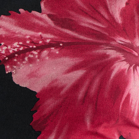Leen Top in Black Hibiscus Flower Pink