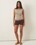 Image of Leen Tank Top in Khaki Hibiscus Doodle Pink