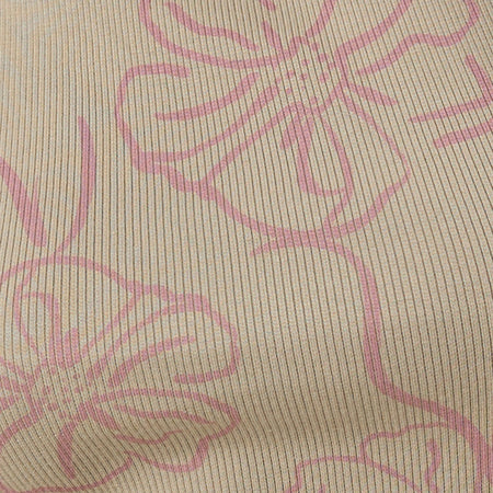 Leen Tank Top in Khaki Hibiscus Doodle Pink