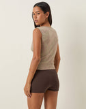 Image of Leen Tank Top in Khaki Hibiscus Doodle Pink