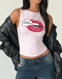 Image of Leen Tank Top in Pink with Kiss Me I'm Fab Graphic