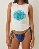 Image of Leen Tank Top in Ivory with Painted Flower Blue