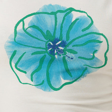 Leen Tank Top in Ivory with Painted Flower Blue