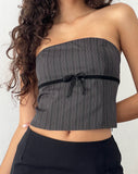 Image of Leggy Tube Top in Grey Pinstripe