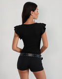 Image of Leisle Frill Top in Black