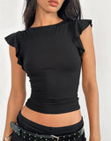 Image of Leisle Frill Top in Black
