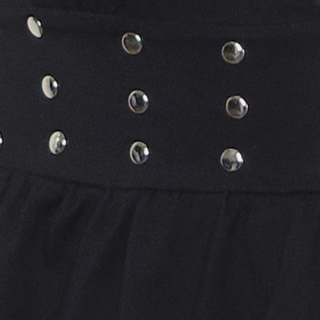 LEISMA FRILL TOP R JERSEY BLACK W STUDS