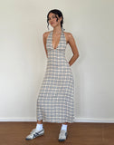 Image of Lenata Halterneck Midi Dress in Pastel Blue Tartan