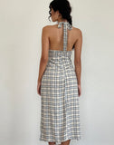 Image of Lenata Halterneck Midi Dress in Pastel Blue Tartan