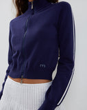 Image of Lennon Knitted Jacket in Navy with White Stripe