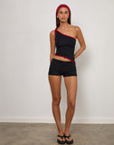 Image of Lenti Asymmetric Top in Black with Adrenaline Red Binding