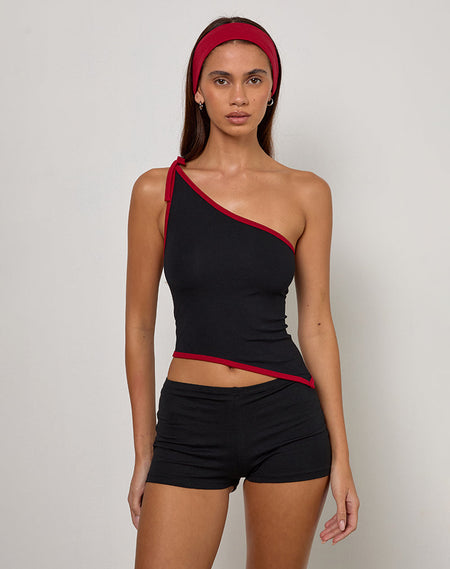 Monlo Top in Airtex Navy with Red Stripe