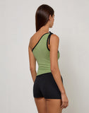 Image of Lenti Asymmetric Top in Sage Green with Black Binding