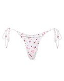 Image of Lentra Bikini Bottom in Red Floral Beige Gingham with Ruffle