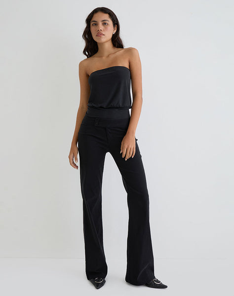 Image of Leocadia Bandeau Top in Cupro Black