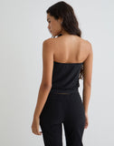 Image of Leocadia Bandeau Top in Cupro Black