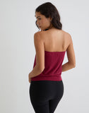 Image of Leocadia Bandeau Top in Cupro Dark Red